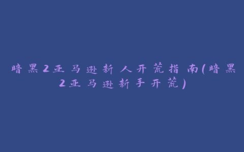 暗黑2亚马逊新人开荒指南(暗黑2亚马逊新手开荒)