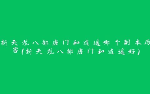 新天龙八部唐门和逍遥哪个副本厉害(新天龙八部唐门和逍遥好)