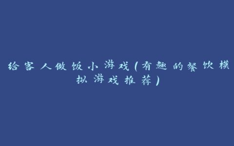 给客人做饭小游戏（有趣的餐饮模拟游戏推荐）