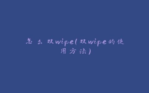 怎么双wipe（双wipe的使用方法）