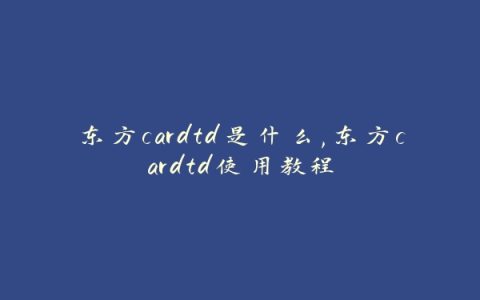 东方cardtd是什么,东方cardtd使用教程