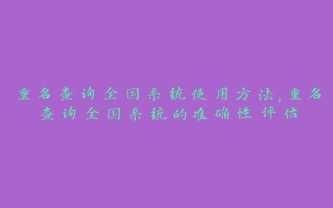 重名查询全国系统使用方法,重名查询全国系统的准确性评估