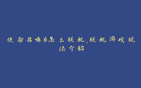 使命召唤6怎么联机,联机游戏玩法介绍