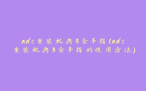 nds重装机兵3金手指（nds重装机兵3金手指的使用方法）