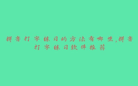 拼音打字练习的方法有哪些,拼音打字练习软件推荐