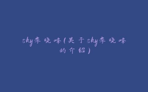 sky李晓峰（关于sky李晓峰的介绍）