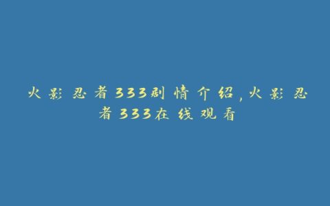 火影忍者333剧情介绍,火影忍者333在线观看