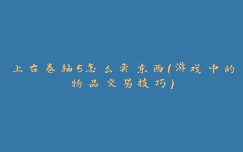 上古卷轴5怎么卖东西（游戏中的物品交易技巧）