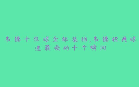 韦德十佳球全部集锦,韦德经典球迷最爱的十个瞬间